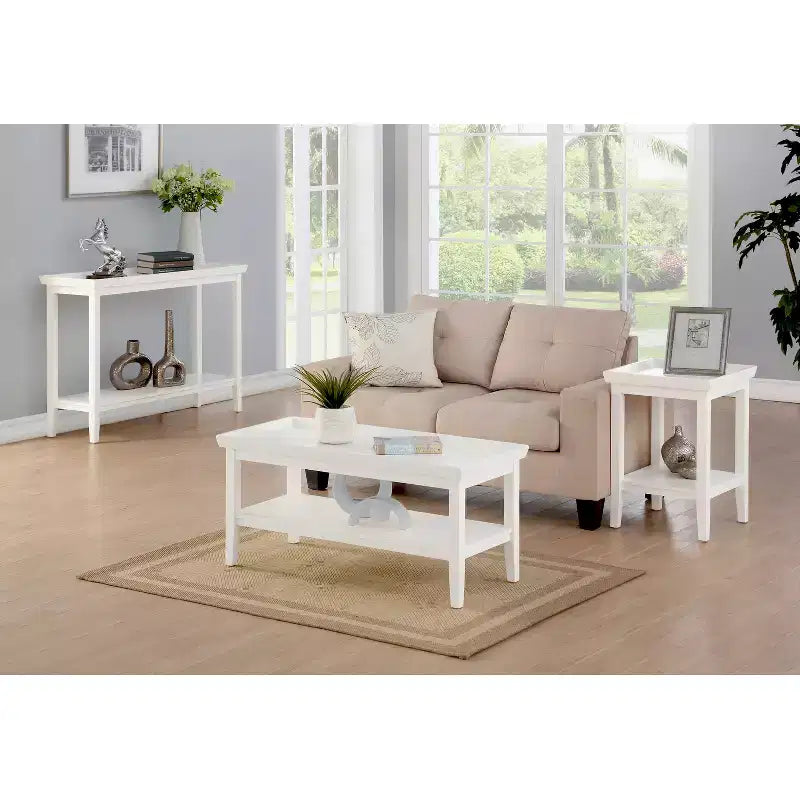 HomeStock Table d'appoint rectangulaire de 26 po de hauteur en bois de couleur blanche - 1 pièce