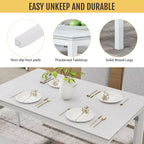 Ensemble de salle à manger 6 pièces en bois massif Zevemomo, comprenant 1 table à manger, 4 chaises rembourrées et 1 banc, pour cuisine, salle à manger, motif diamant blanc
