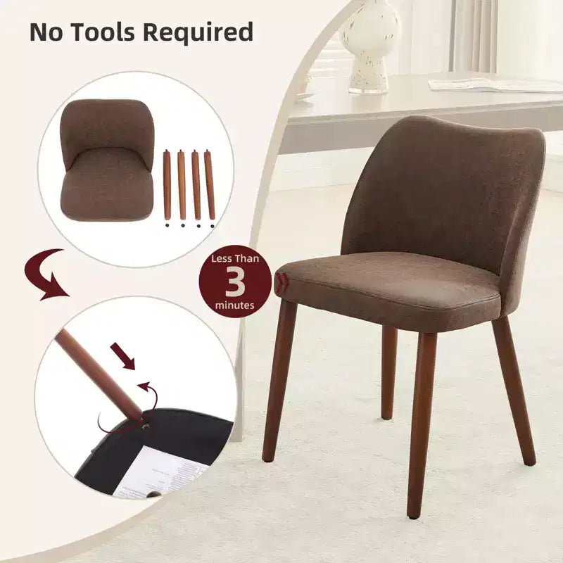 Lot de 2 chaises de salle à manger, chaises de salle à manger rembourrées avec pieds en bois, dossier aile, chaises de cuisine avec coussins épais