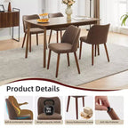Lot de 2 chaises de salle à manger, chaises de salle à manger rembourrées avec pieds en bois, dossier aile, chaises de cuisine avec coussins épais