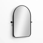 PexFix 32 x 23 Miroir Mural Inclinable Arqué en Fer Noir, Miroir de Vanité de Salle de Bain, Cadre Métallique, Réglable, Bidirectionnel pour Chambre et Salon
