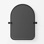 PexFix 32 x 23 Miroir Mural Inclinable Arqué en Fer Noir, Miroir de Vanité de Salle de Bain, Cadre Métallique, Réglable, Bidirectionnel pour Chambre et Salon