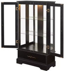 Vitrine en verre éclairée avec étagères réglables - Vitrine élégante à 2 portes et tiroir intégré, ampoule incluse