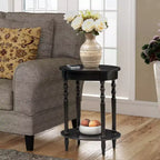 HomeStock Belmont Table d'appoint ovale 52 cm, Table d'appoint traditionnelle en bois massif avec étagère de rangement inférieure pour le salon ou le bureau