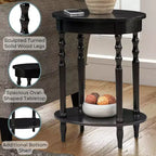 HomeStock Belmont Table d'appoint ovale 52 cm, Table d'appoint traditionnelle en bois massif avec étagère de rangement inférieure pour le salon ou le bureau