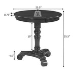 HomeStock Belmont, Table d'appoint avec piedestal, fini placage de bois massif, pied tourné, pieds volutes, table d'appoint traditionnelle pour toute pièce