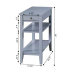 Table d'appoint Belmont HomeStock avec tiroir coulissant, bouton nickel et trois étagères de rangement, table d'appoint de style transitionnel pour salon ou bureau