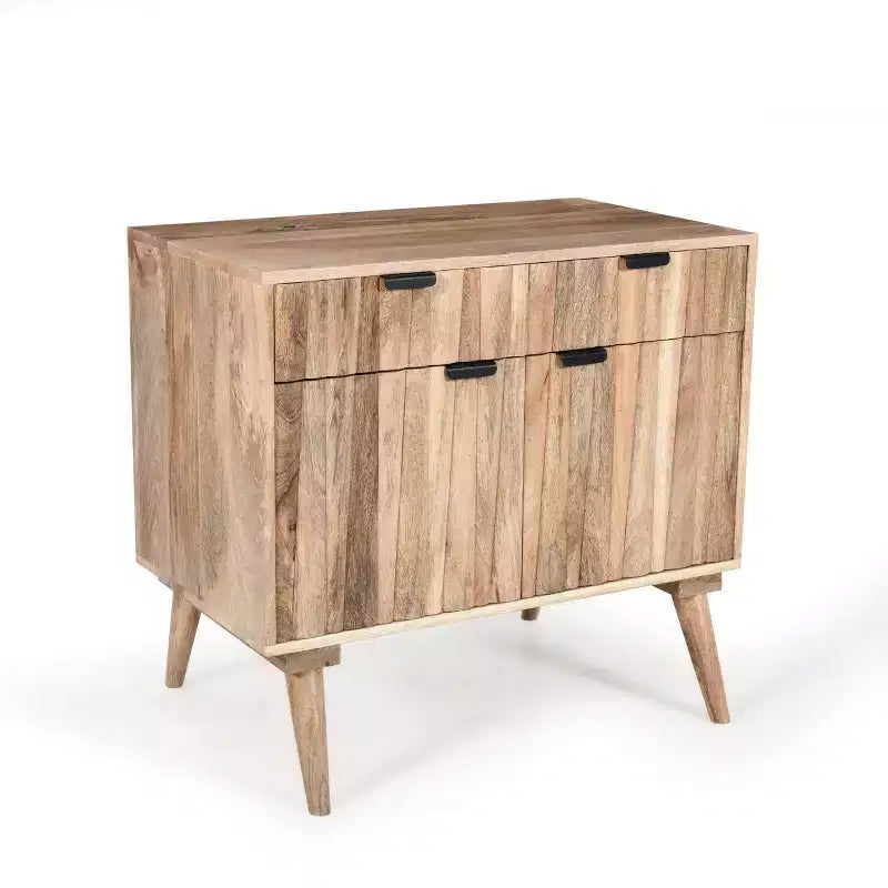 Meuble d'appoint ModernLuxe avec 2 tiroirs, buffet de rangement en bois de manguier à grain naturel