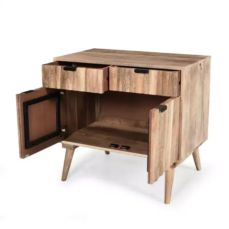 Meuble d'appoint ModernLuxe avec 2 tiroirs, buffet de rangement en bois de manguier à grain naturel