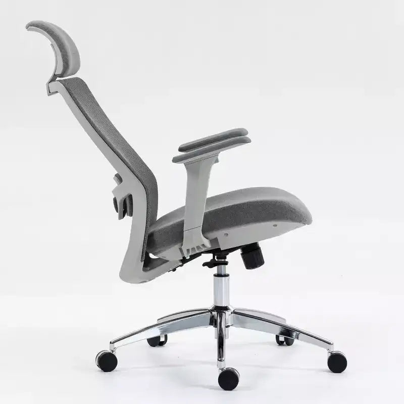 Chaise de bureau Okak à dossier haut, chaise de bureau avec appui-tête et roulettes, chaise de bureau en maille pour le bureau, le bureau ou la salle de lecture