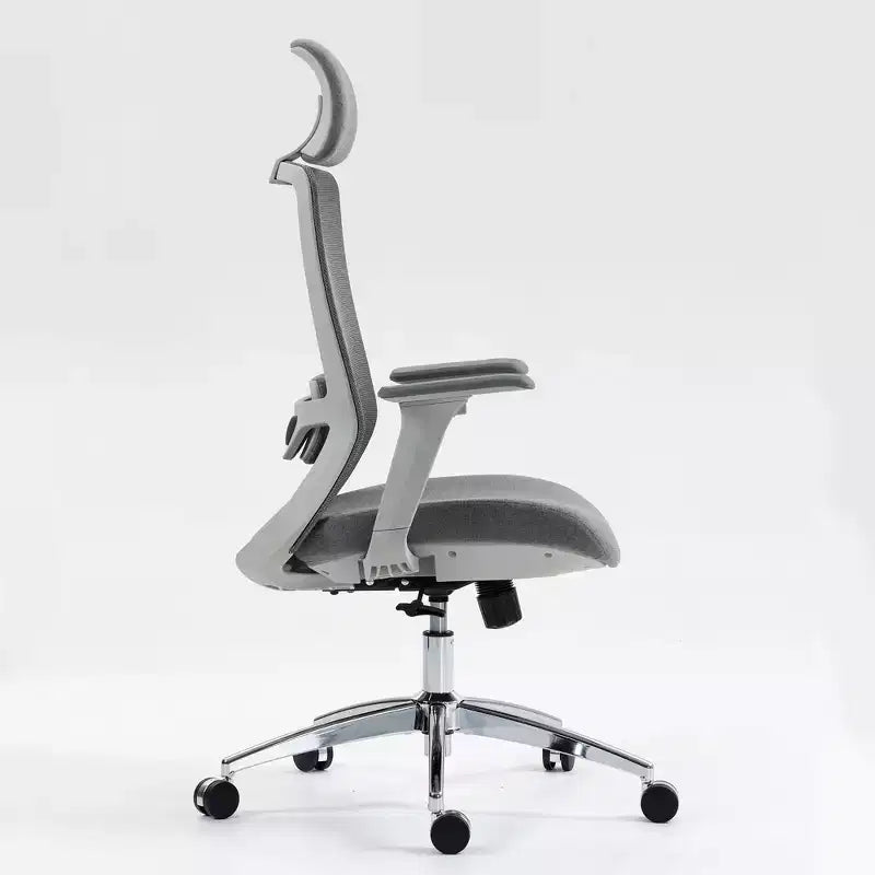 Chaise de bureau Okak à dossier haut, chaise de bureau avec appui-tête et roulettes, chaise de bureau en maille pour le bureau, le bureau ou la salle de lecture