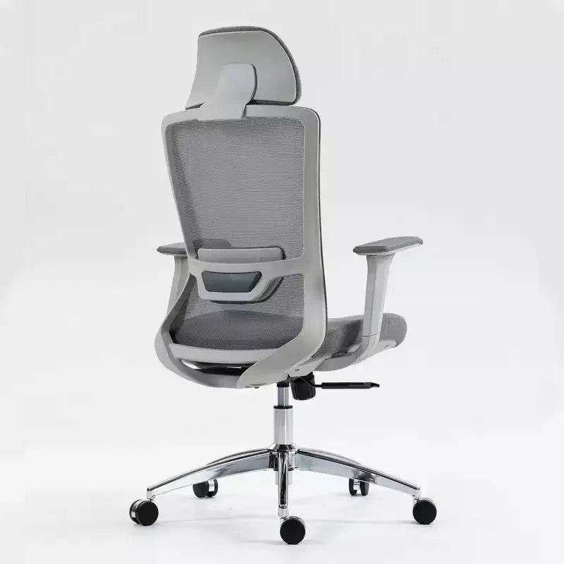 Chaise de bureau Okak à dossier haut, chaise de bureau avec appui-tête et roulettes, chaise de bureau en maille pour le bureau, le bureau ou la salle de lecture