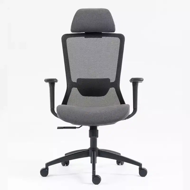 Chaise de bureau Okak à dossier haut, chaise de bureau avec appui-tête et roulettes, chaise de bureau en maille pour le bureau, le bureau ou la salle de lecture