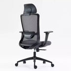 Chaise de bureau Okak à dossier haut, chaise de bureau avec appui-tête et roulettes, chaise de bureau en maille pour le bureau, le bureau ou la salle de lecture
