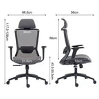 Chaise de bureau Okak à dossier haut, chaise de bureau avec appui-tête et roulettes, chaise de bureau en maille pour le bureau, le bureau ou la salle de lecture