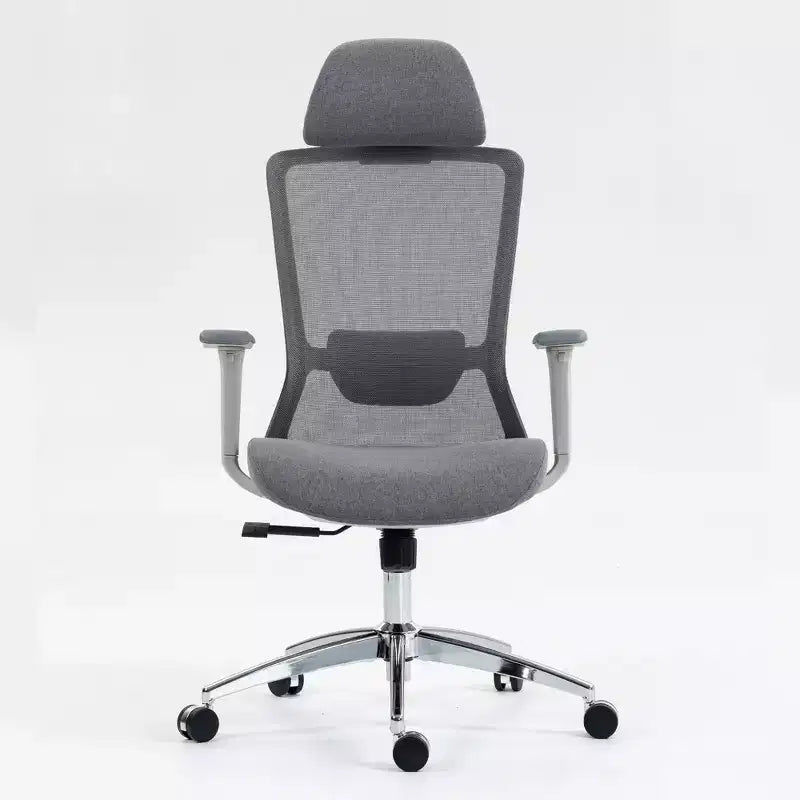 Chaise de bureau Okak à dossier haut, chaise de bureau avec appui-tête et roulettes, chaise de bureau en maille pour le bureau, le bureau ou la salle de lecture