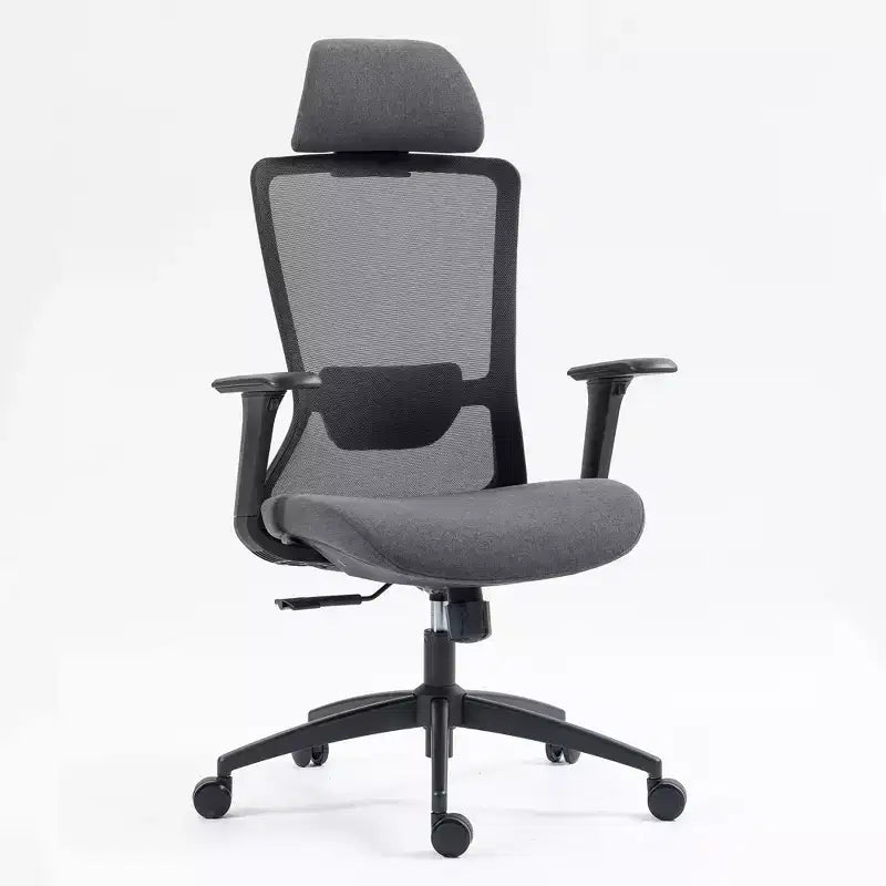 Chaise de bureau Okak à dossier haut, chaise de bureau avec appui-tête et roulettes, chaise de bureau en maille pour le bureau, le bureau ou la salle de lecture