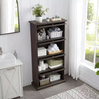 Étagère Okak, Étagère de rangement à 4 niveaux, Bibliothèque haute pour livres et CD, Organiseur de rangement pour salon, couloir, bureau