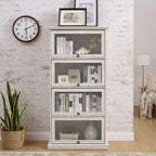 Étagère Okak, Étagère de rangement à 4 niveaux, Bibliothèque haute pour livres et CD, Organiseur de rangement pour salon, couloir, bureau