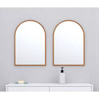 HomeRoots – Ensemble de deux miroirs de salle de bain encadrés en bois de noyer cintré