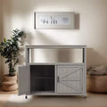 Meuble de rangement Okak avec établi de jardinage, meuble de cuisine avec 2 portes et 2 étagères, meuble bas pour salon, salle à manger, cuisine