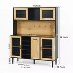 Buffet en bois Okak avec 4 portes et 2 tiroirs, meuble de rangement pour salon, salle à manger, cuisine