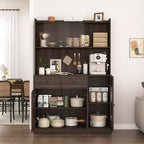 Buffet en bois Okak avec 4 portes et 2 tiroirs, meuble de rangement pour salon, salle à manger, cuisine