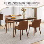COZONY Lot de 2 chaises de salle à manger en lin, chaises d'appoint rembourrées en tissu avec dossier ailé, coussins épais et pieds en bois pour salle à manger, salon