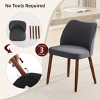 COZONY Lot de 2 chaises de salle à manger en lin, chaises d'appoint rembourrées en tissu avec dossier ailé, coussins épais et pieds en bois pour salle à manger, salon