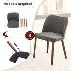 COZONY Lot de 2 chaises de salle à manger en lin, chaises d'appoint rembourrées en tissu avec dossier ailé, coussins épais et pieds en bois pour salle à manger, salon