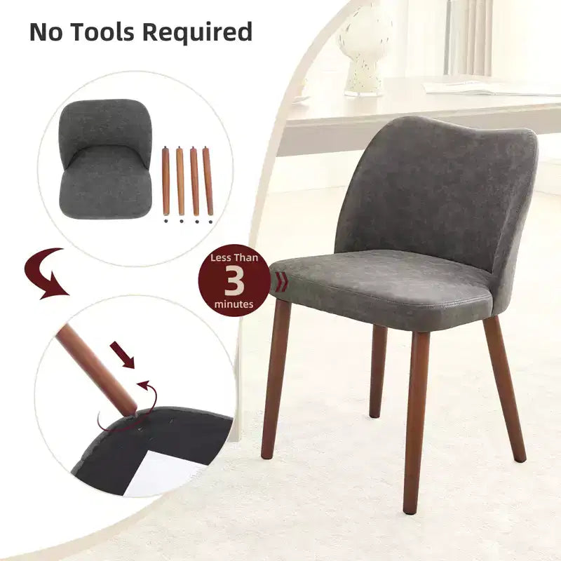 COZONY Lot de 2 chaises de salle à manger en lin, chaises d'appoint rembourrées en tissu avec dossier ailé, coussins épais et pieds en bois pour salle à manger, salon