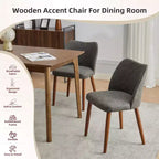 COZONY Lot de 2 chaises de salle à manger en lin, chaises d'appoint rembourrées en tissu avec dossier ailé, coussins épais et pieds en bois pour salle à manger, salon