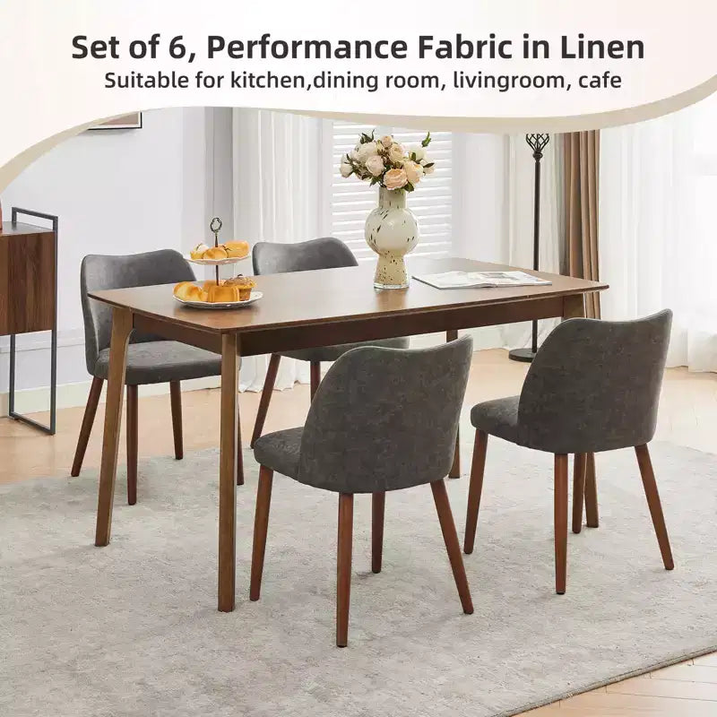 COZONY Lot de 2 chaises de salle à manger en lin, chaises d'appoint rembourrées en tissu avec dossier ailé, coussins épais et pieds en bois pour salle à manger, salon