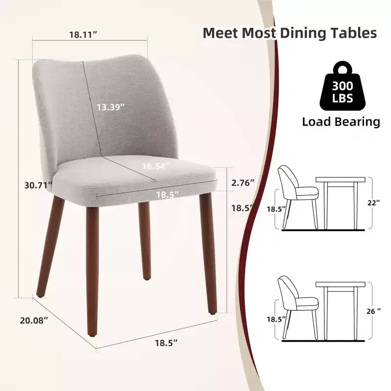 COZONY Lot de 2 chaises de salle à manger en lin, chaises d'appoint rembourrées en tissu avec dossier ailé, coussins épais et pieds en bois pour salle à manger, salon