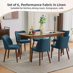 COZONY Lot de 2 chaises de salle à manger en lin, chaises d'appoint rembourrées en tissu avec dossier ailé, coussins épais et pieds en bois pour salle à manger, salon