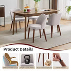 COZONY Lot de 2 chaises de salle à manger en lin, chaises d'appoint rembourrées en tissu avec dossier ailé, coussins épais et pieds en bois pour salle à manger, salon