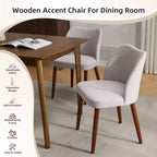 COZONY Lot de 2 chaises de salle à manger en lin, chaises d'appoint rembourrées en tissu avec dossier ailé, coussins épais et pieds en bois pour salle à manger, salon
