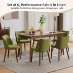 COZONY Lot de 2 chaises de salle à manger en lin, chaises d'appoint rembourrées en tissu avec dossier ailé, coussins épais et pieds en bois pour salle à manger, salon