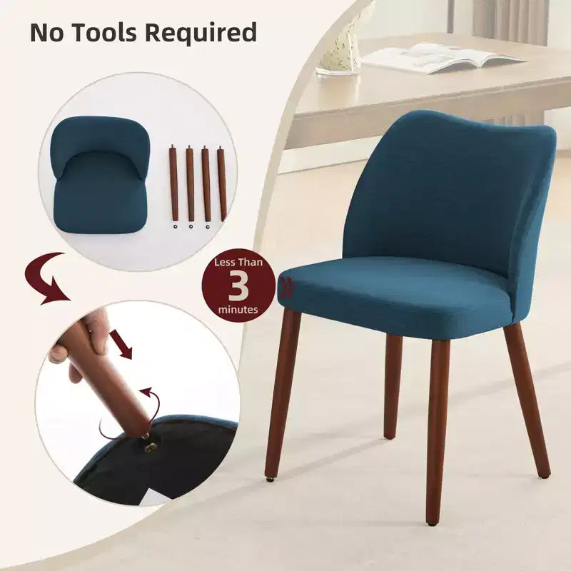 COZONY Lot de 2 chaises de salle à manger en lin, chaises d'appoint rembourrées en tissu avec dossier ailé, coussins épais et pieds en bois pour salle à manger, salon