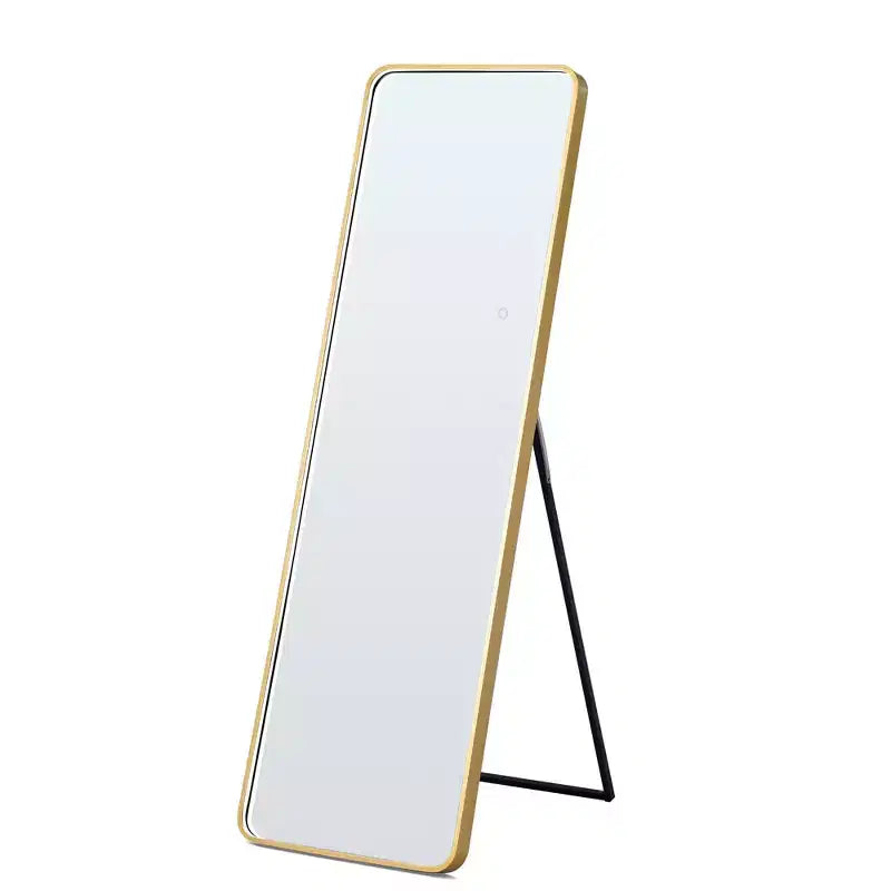 Okak 64*17in Miroir sur pied moderne à bords arrondis, Miroir psyché multifonction avec trou de suspension, Miroir mural pour dressing, salon