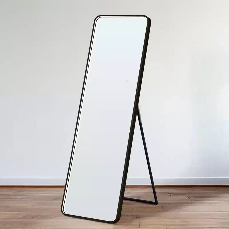 Okak 64*17in Miroir sur pied moderne à bords arrondis, Miroir psyché multifonction avec trou de suspension, Miroir mural pour dressing, salon