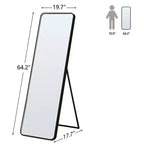 Okak 64*17in Miroir sur pied moderne à bords arrondis, Miroir psyché multifonction avec trou de suspension, Miroir mural pour dressing, salon