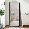 Okak 64*17in Miroir sur pied moderne à bords arrondis, Miroir psyché multifonction avec trou de suspension, Miroir mural pour dressing, salon