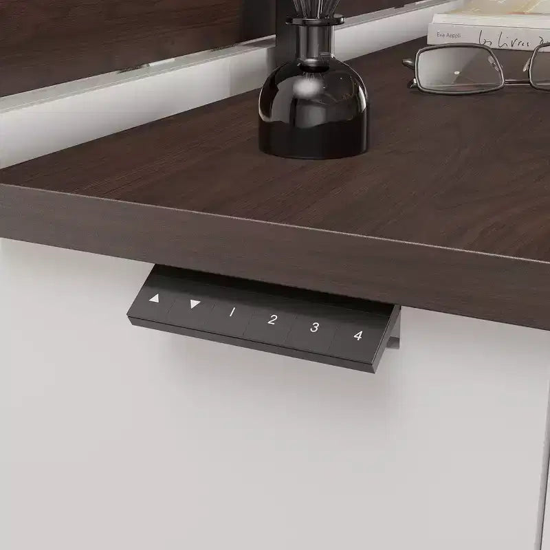 Meuble TV de jeu électrique à 9 tiroirs Famapy, support TV réglable en hauteur, centre de divertissement avec 2 prises de courant/unité de rangement TV à plateau divisé pour les soirées de jeu