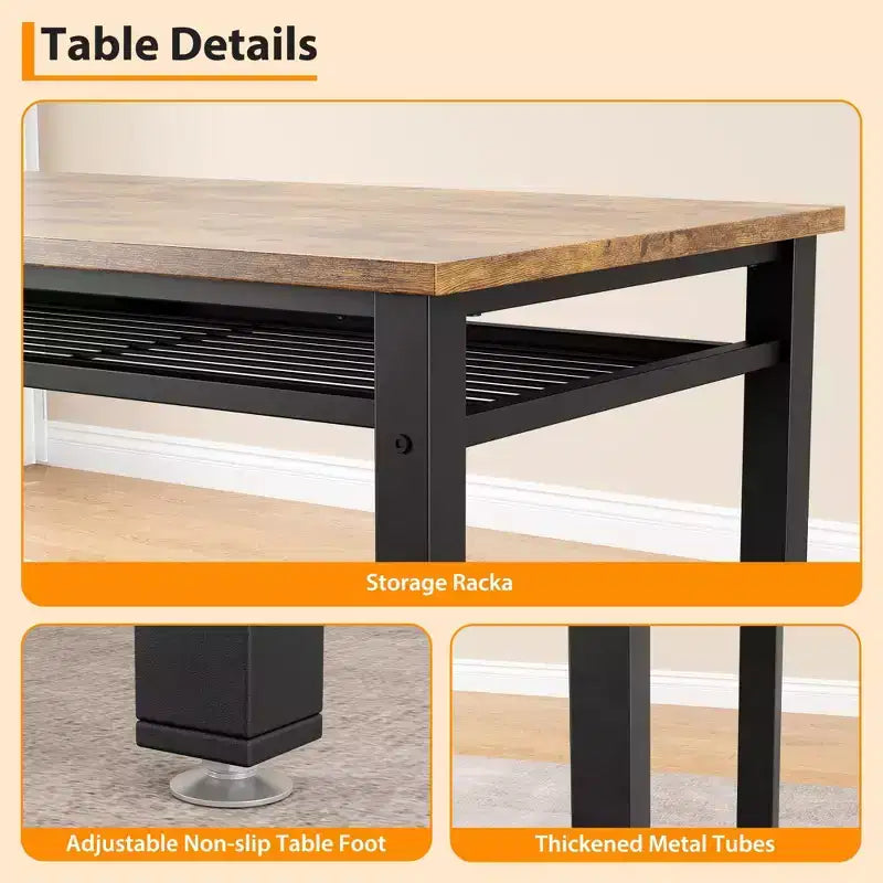 Ensemble table et chaises de cuisine modernes pour 4, avec banc et chaises, ensemble de table de cuisine avec étagère de rangement pour salle à manger/ferme/cuisine/appartement