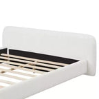 Lit plateforme élégant, cadre de lit rembourré en tissu bouclé avec tête de lit douce, taille double/queen/king, blanc - ModernLuxe