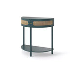 Table d'appoint semi-circulaire élégante Zeus & Ruta avec 2 armoires en rotin et étagère inférieure pour salon, chambre, couloir