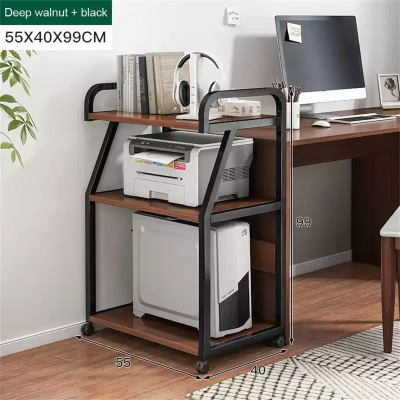 Support d'imprimante à 3 niveaux, Table d'imprimante avec étagère de rangement, Chariot d'imprimante roulant avec roulettes, Support pour presse à chaud pour le bureau