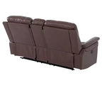 MAYEERTY Causeuse inclinable électrique, fauteuil inclinable en cuir 2 places avec chargement USB, rangement et porte-gobelets pour salon, marron rougeâtre