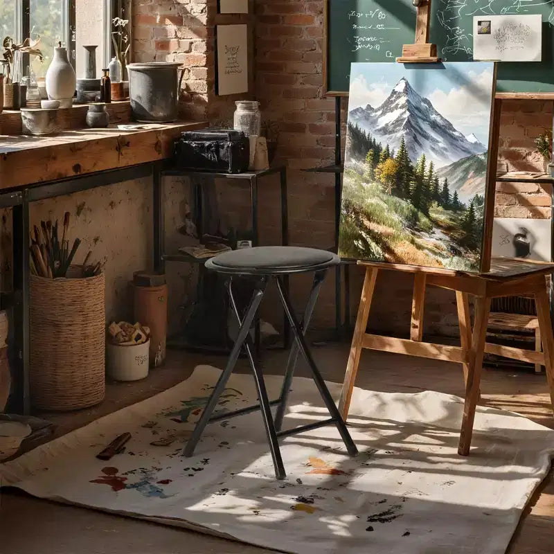 FurnitureR Ensemble table et 2 chaises pliantes 3 pièces, table de jeu carrée peu encombrante avec 2 tabourets, idéal pour les petits espaces, la maison, le patio, noir